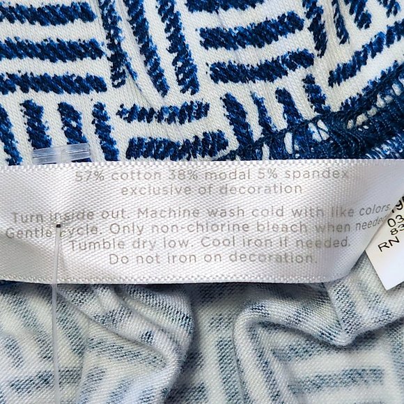 SLEEP by Cacique Blue & White Pajama Lounge Pants Jogger Hem w Lace Sz 18/20 - Picture 6 of 13